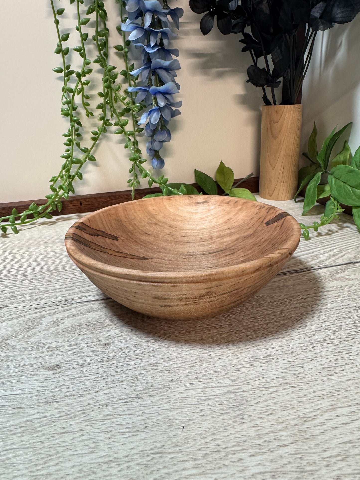 Hand Turned Ambrosia Maple Wood Bowl - Handmade Wooden Dish for Home Decor & Serving