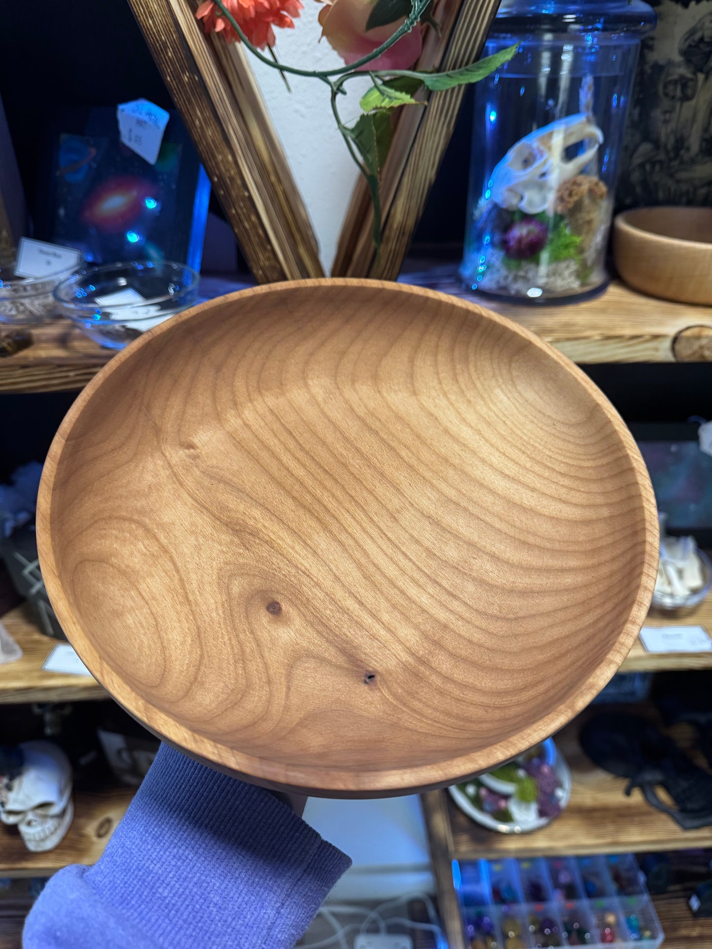 Hand Turned Alder Wood Bowl - Large Handmade Wooden Dish for Home Decor & Serving