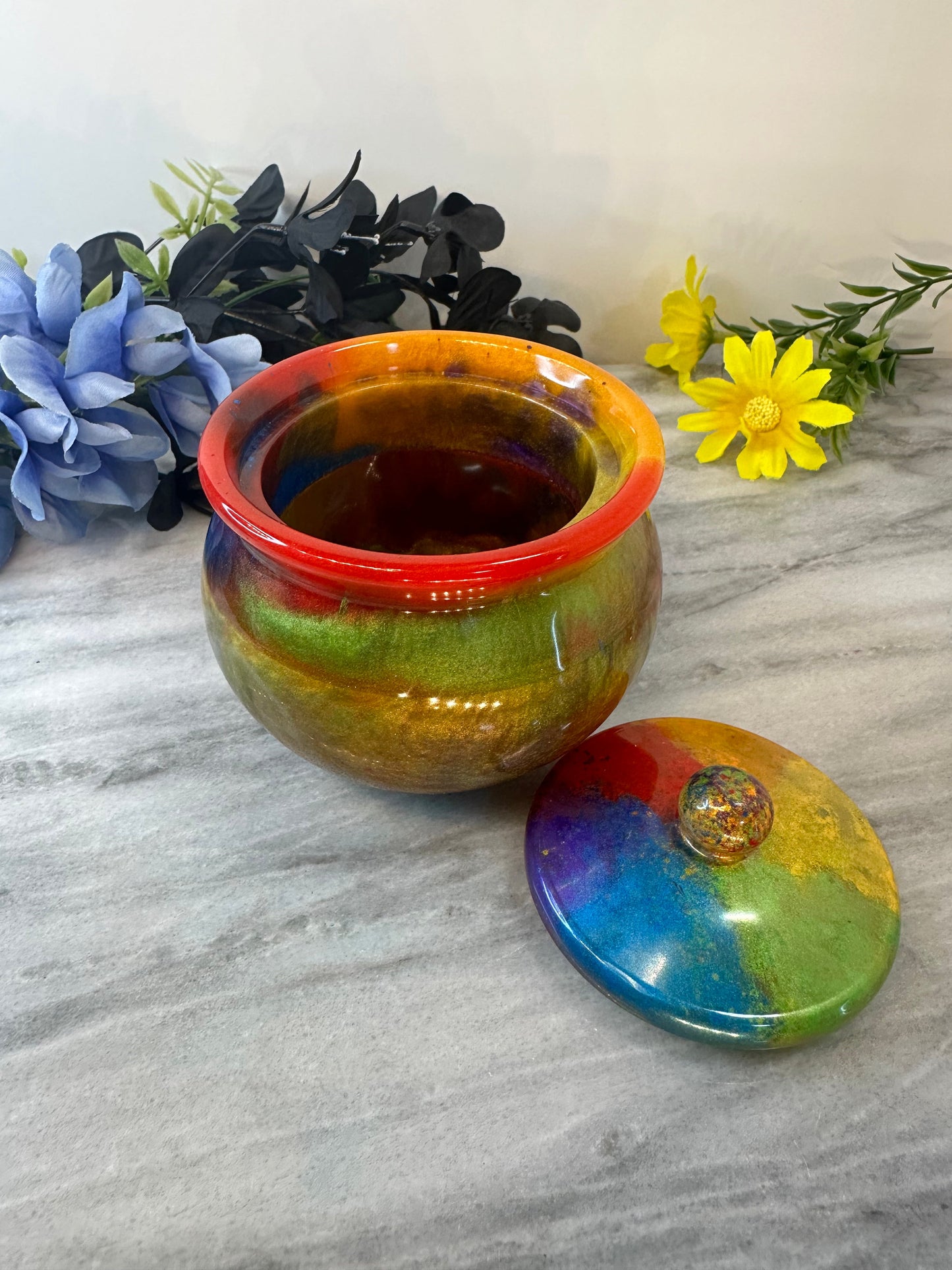 Honey pot jar-rainbow