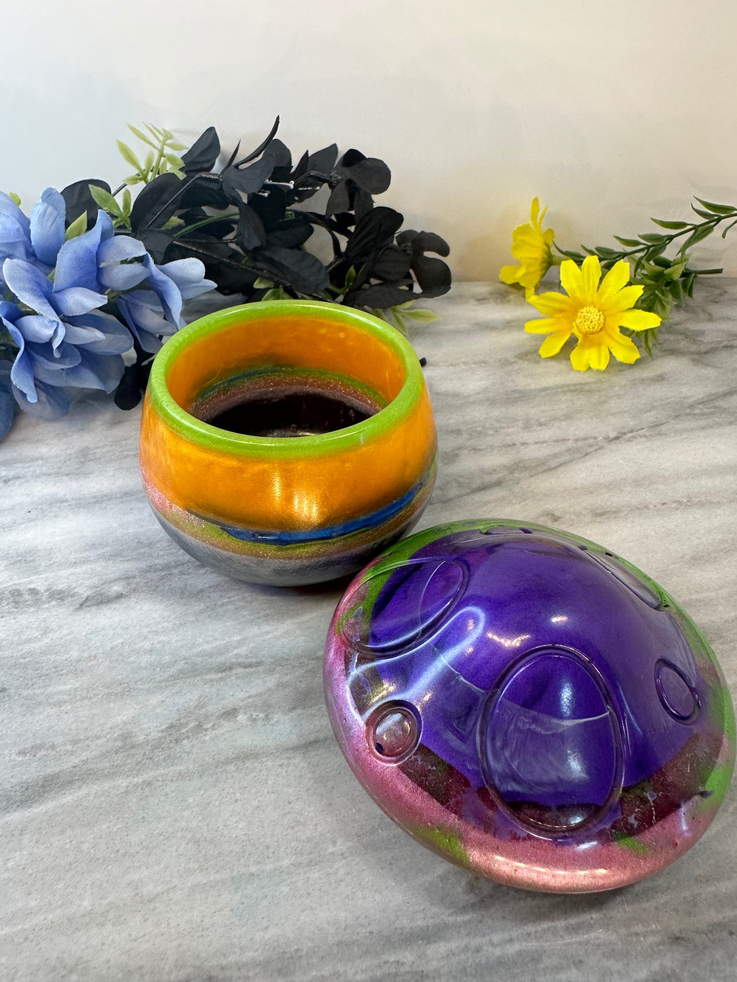 Mushroom Resin Jar with Lid - Handmade Storage Container | Cottagecore Decor