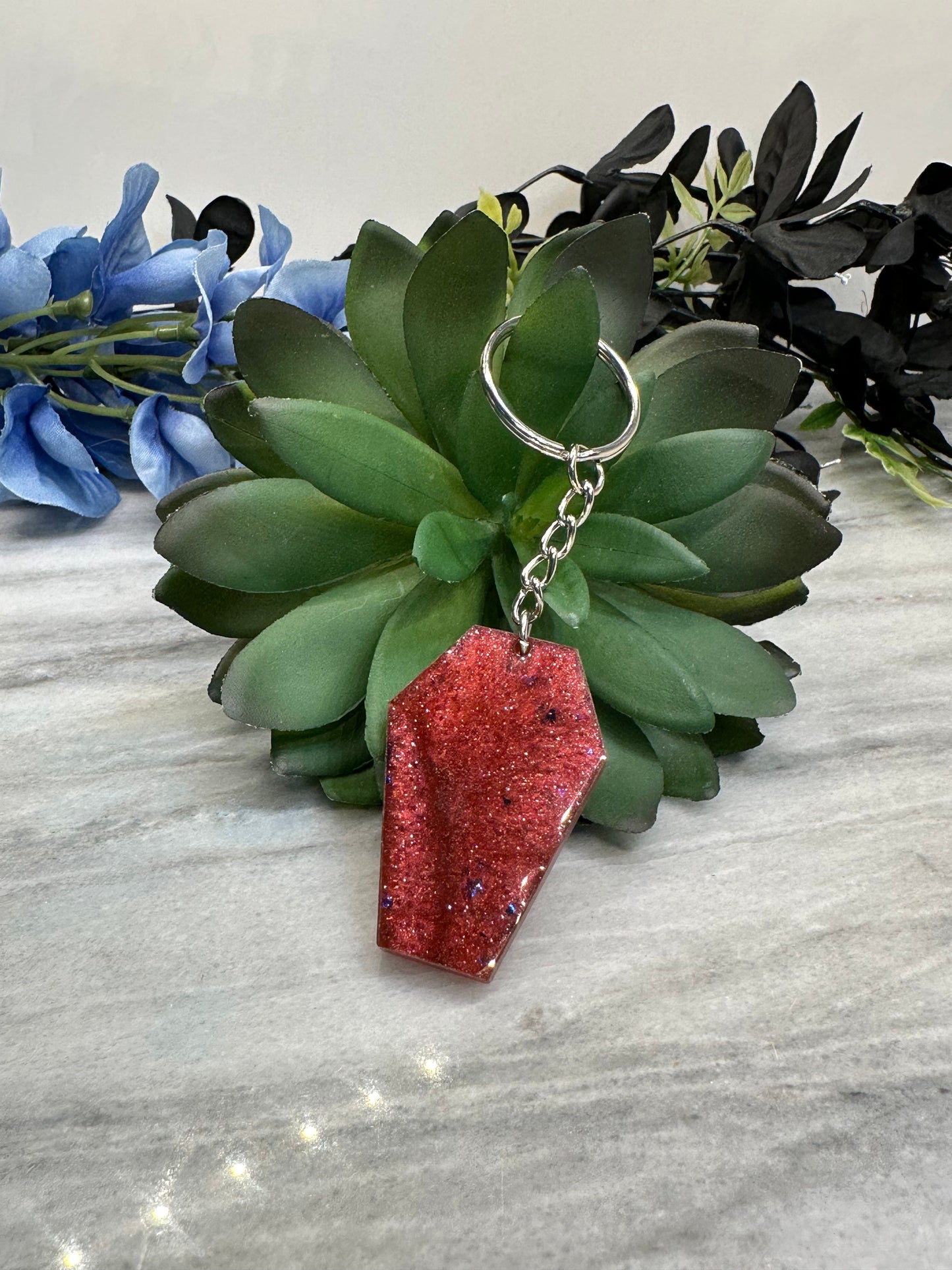 Coffin Resin Keychain - Handmade Gothic Accessory | Unique Gift