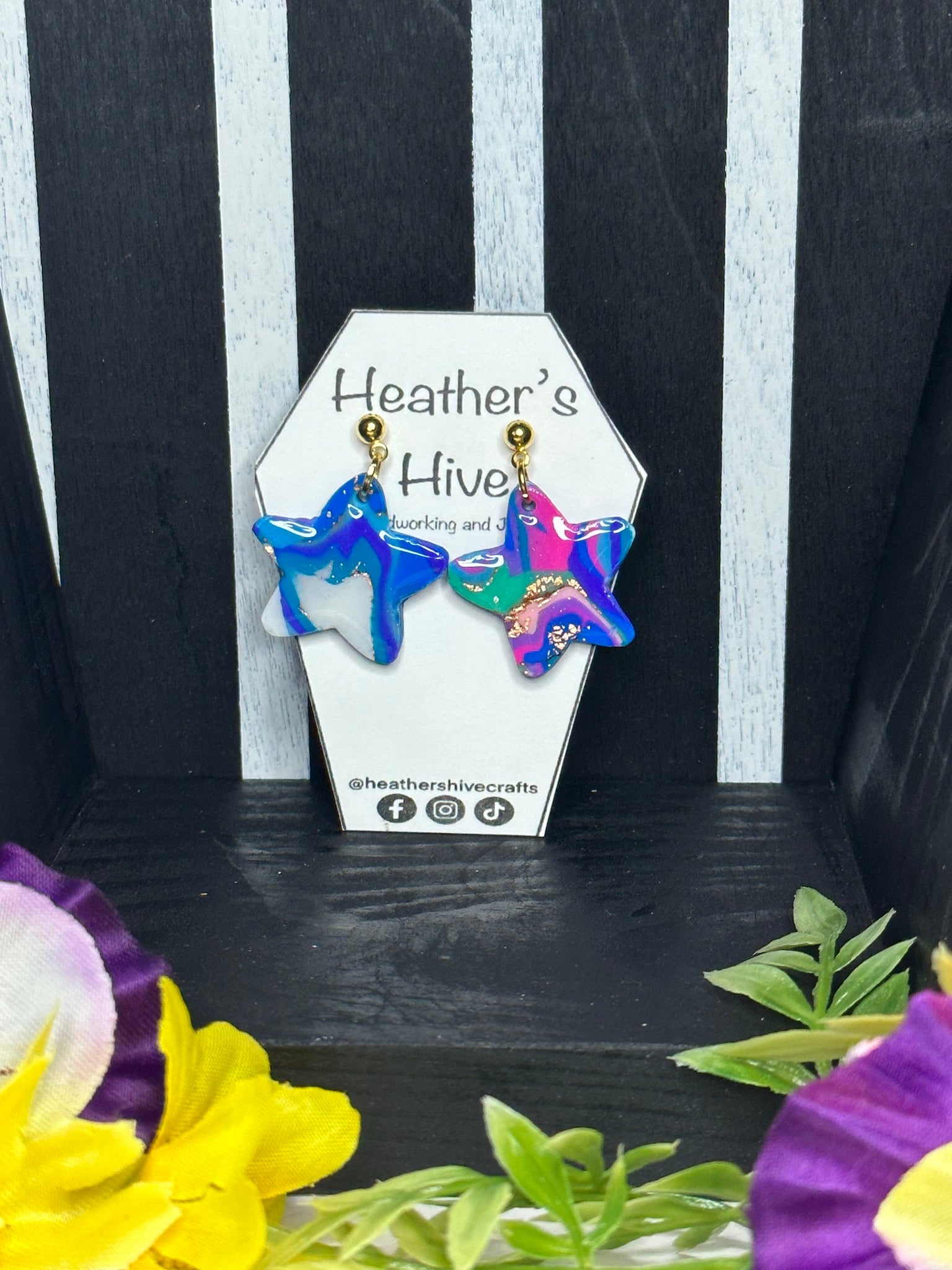 Stars dangle earrings-mix