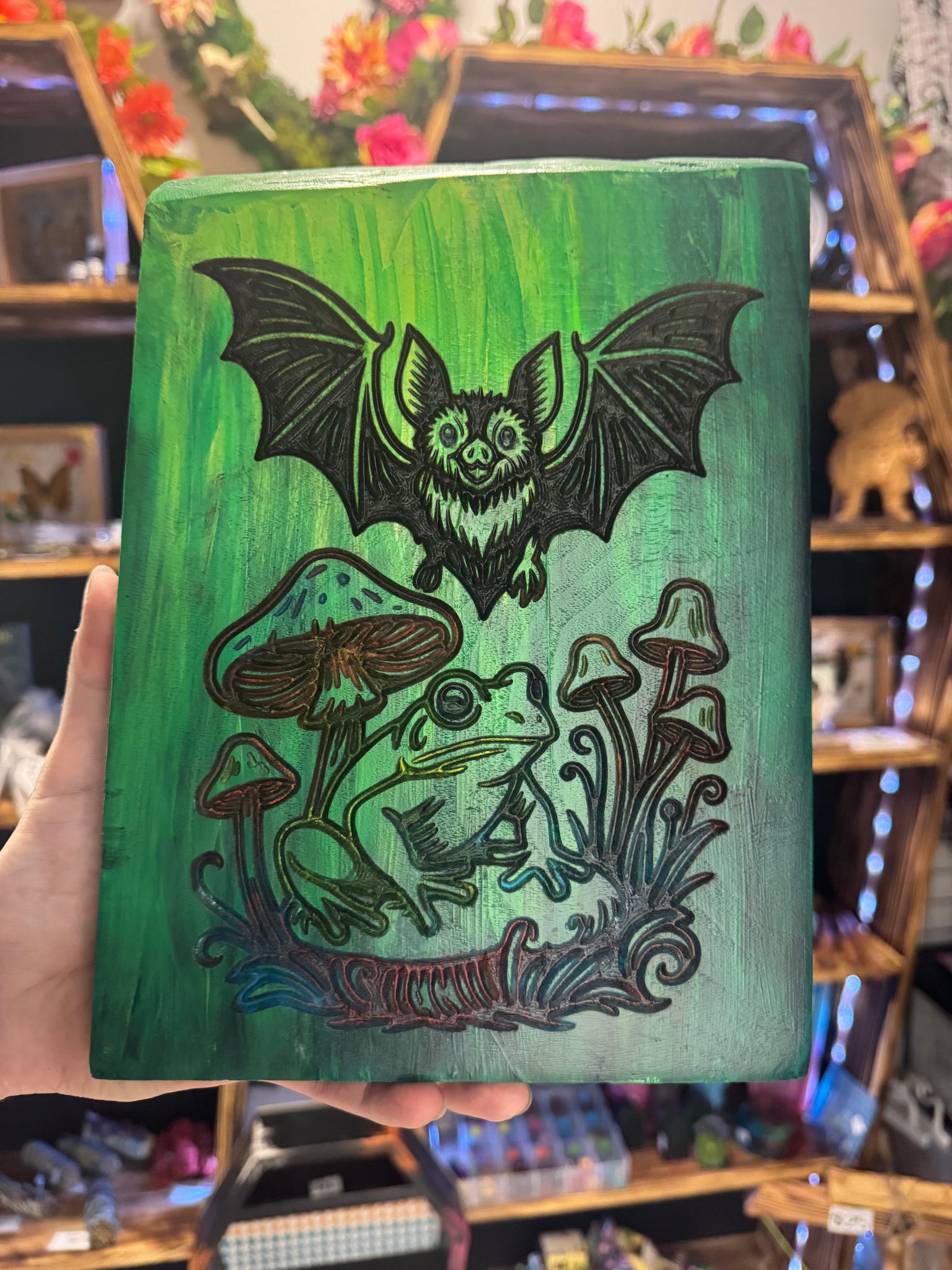 Bat and Toad art plaque