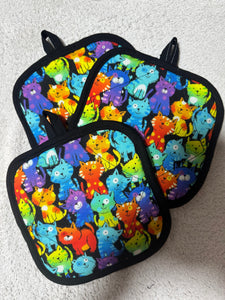 Colorful cats potholder