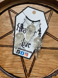 Raven skull necklace/earring combo- clear