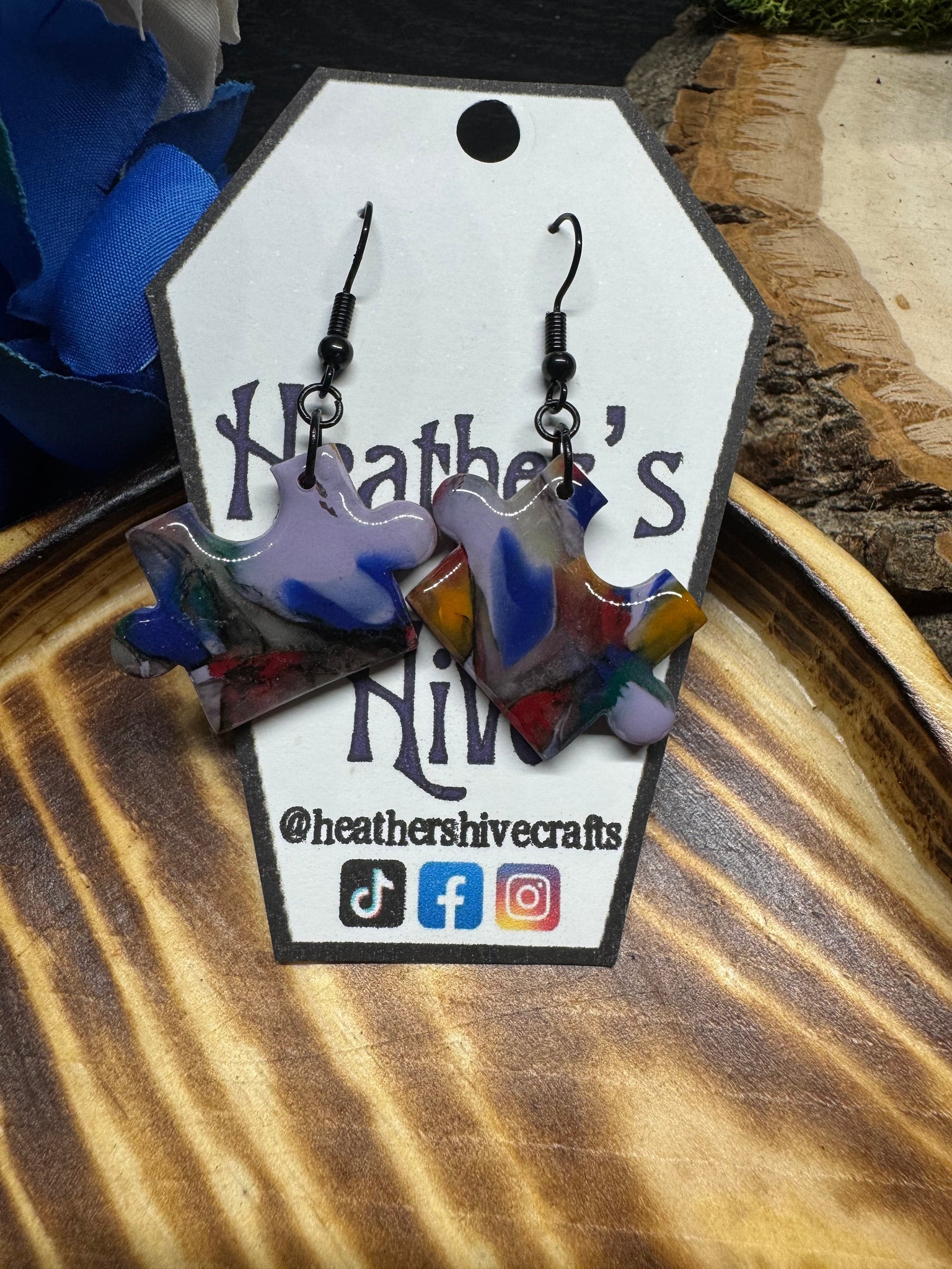 Puzzle piece dangle earrings-8