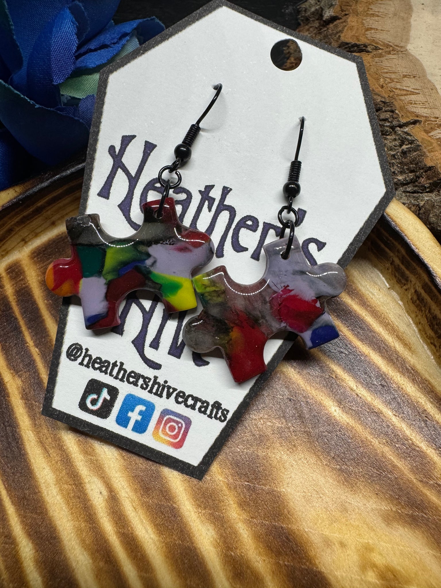 Puzzle piece dangle earrings-2