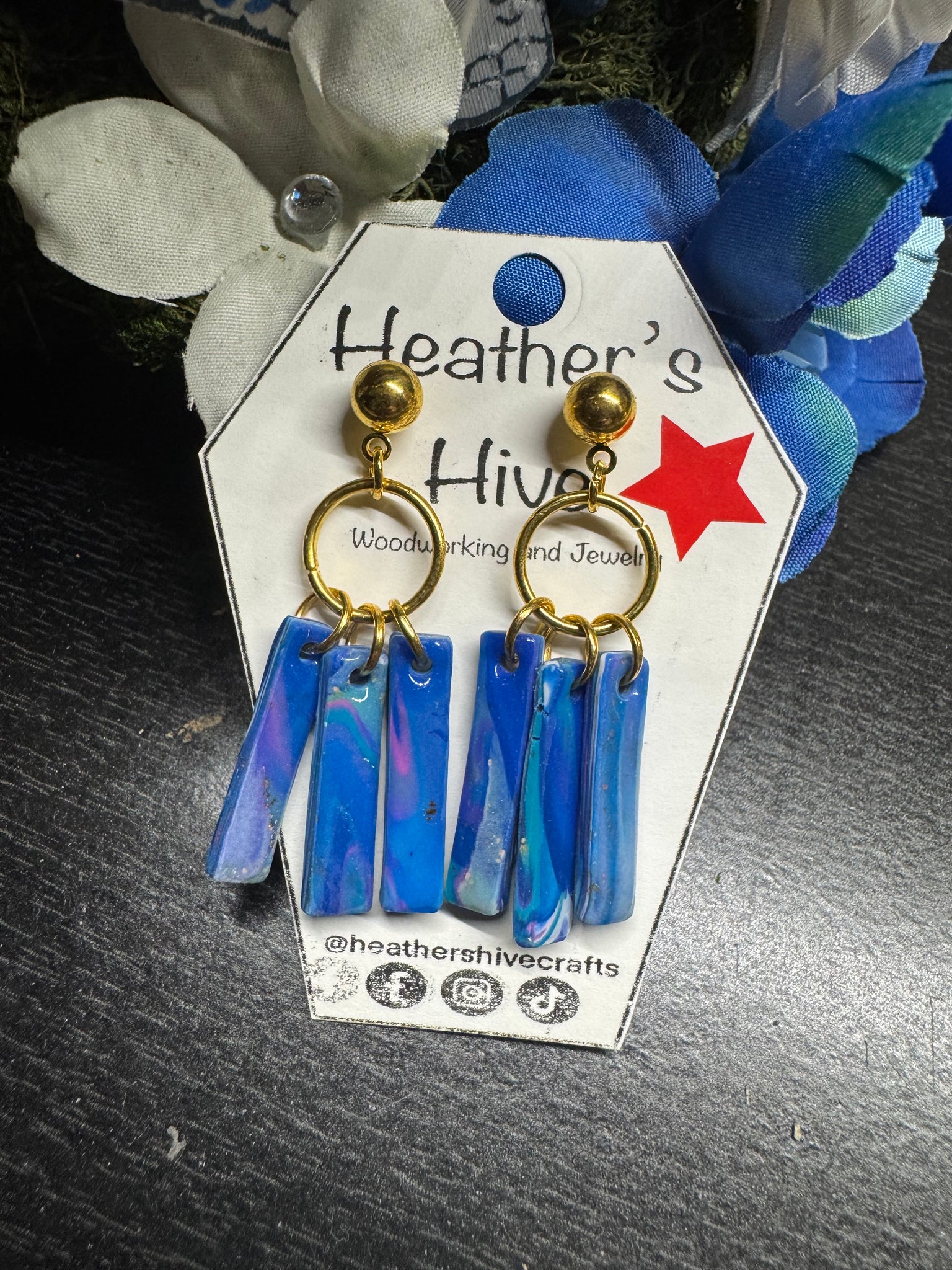 Geo drop dangle earrings-3loop