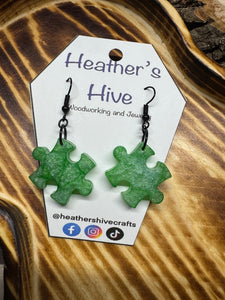 Puzzle piece resin earrings-1