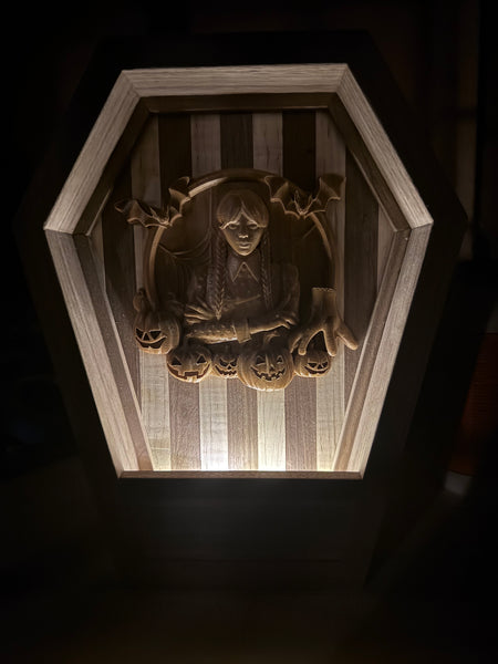 Wednesday Coffin light up shadowbox