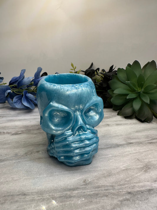 Speak No Evil Skull Dish - Resin Cast Gothic Decor Bowl | Trinket Holder