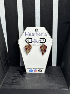 Leaf hoop dangle earrings-rg