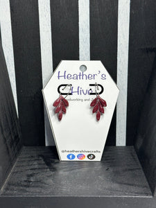 Leaf hoop dangle earrings-r