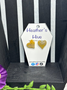 Heart yellow stud earrings